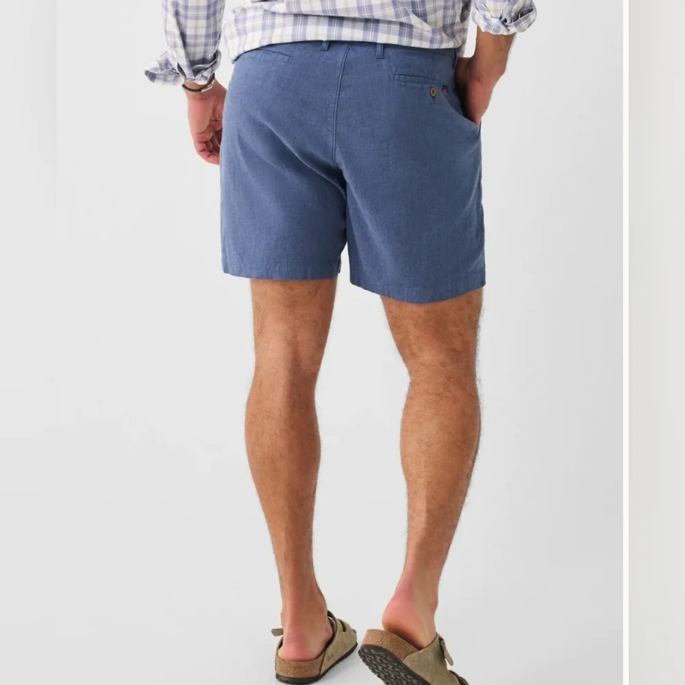 Faherty Mens Blue Tradewinds Linen Blend Shorts Size 42 NWT 7.5